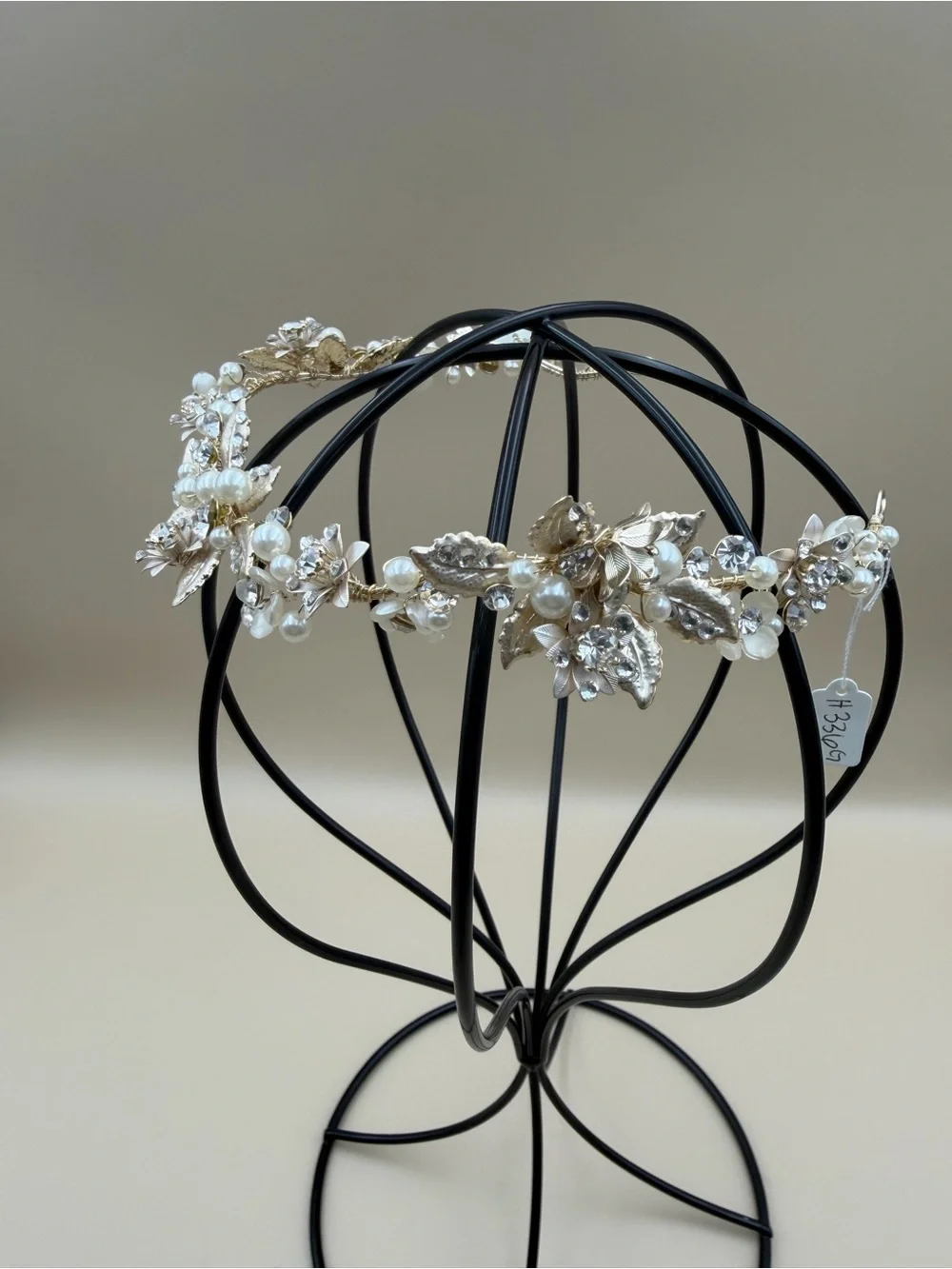 Bridal Crystal Pearl Floral Hair Vine Crown Gold Wedding Headpiece New
